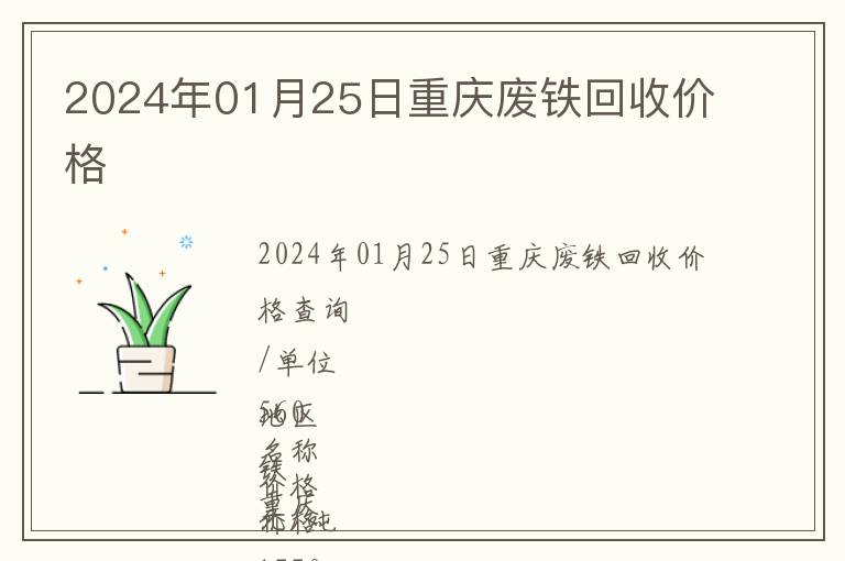 2024年01月25日重慶廢鐵回收價格