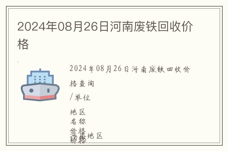 2024年08月26日河南廢鐵回收價格