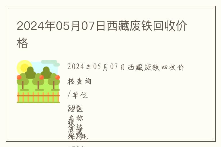 2024年05月07日西藏廢鐵回收價格