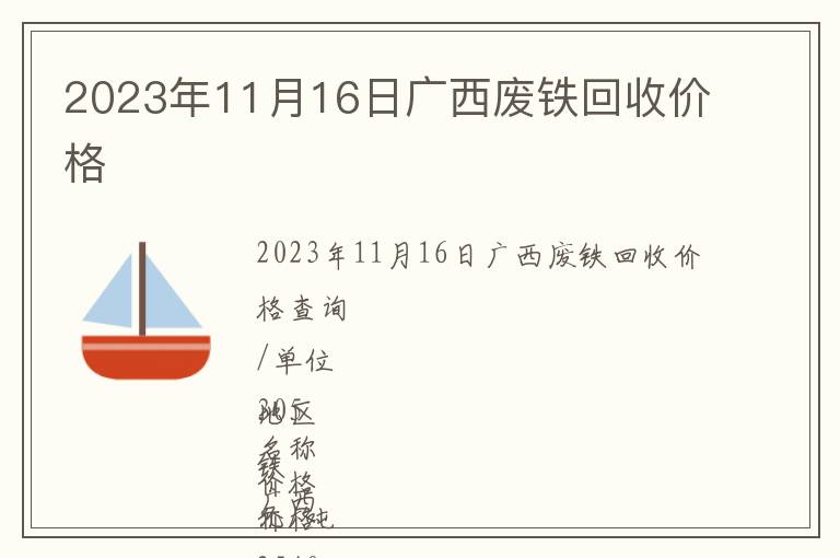 2023年11月16日廣西廢鐵回收價格