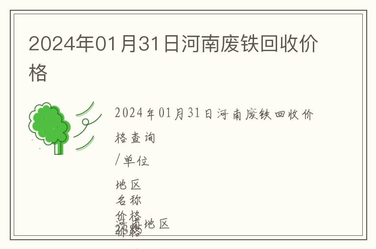 2024年01月31日河南廢鐵回收價格