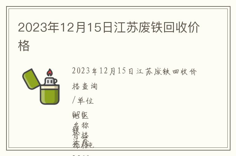 2023年12月15日江蘇廢鐵回收價格