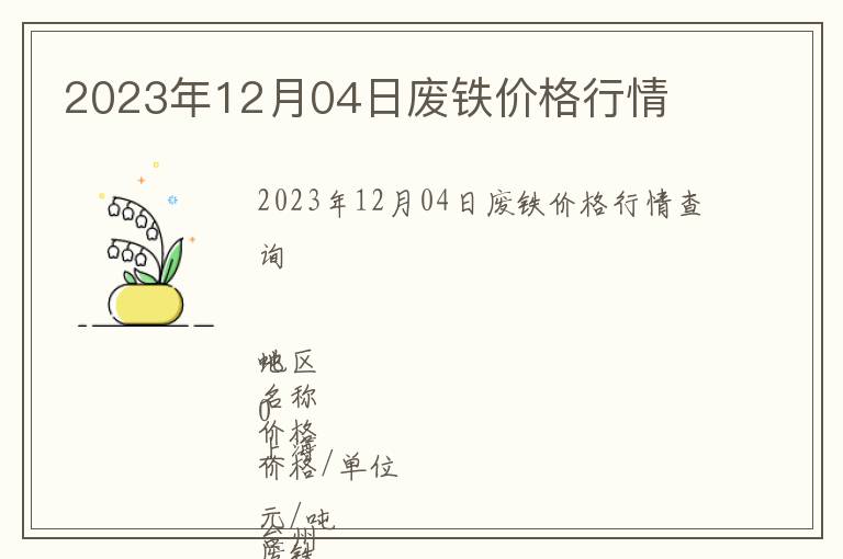 2023年12月04日廢鐵價格行情