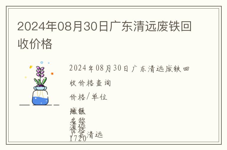 2024年08月30日廣東清遠廢鐵回收價格