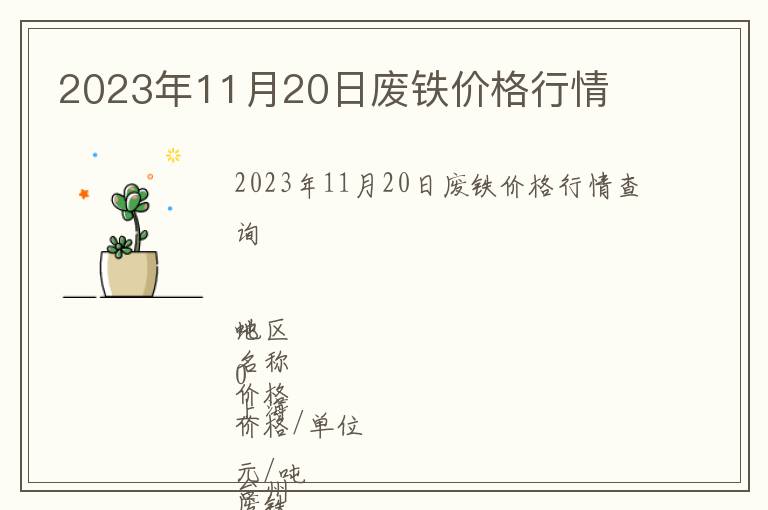 2023年11月20日廢鐵價格行情