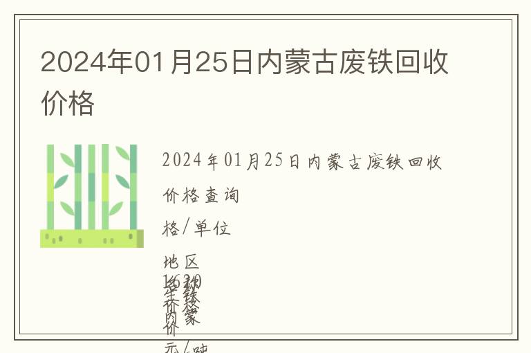 2024年01月25日內(nèi)蒙古廢鐵回收價格