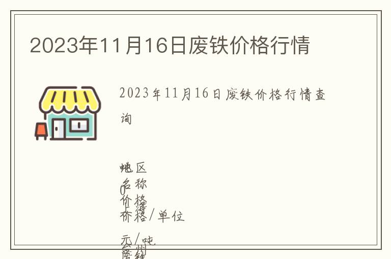 2023年11月16日廢鐵價格行情