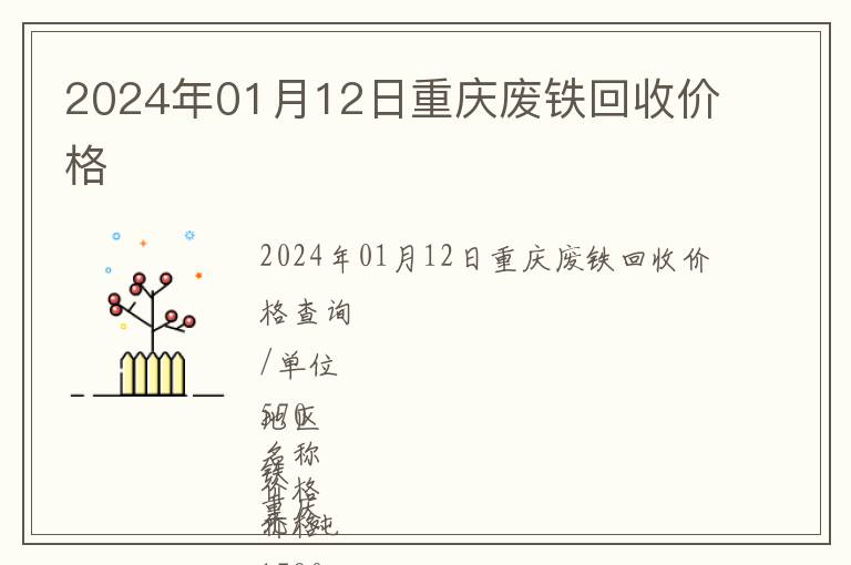 2024年01月12日重慶廢鐵回收價格