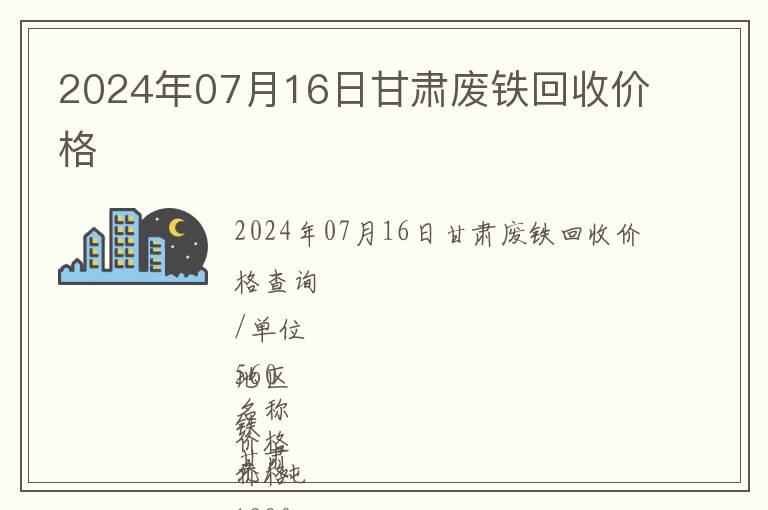 2024年07月16日甘肅廢鐵回收價格