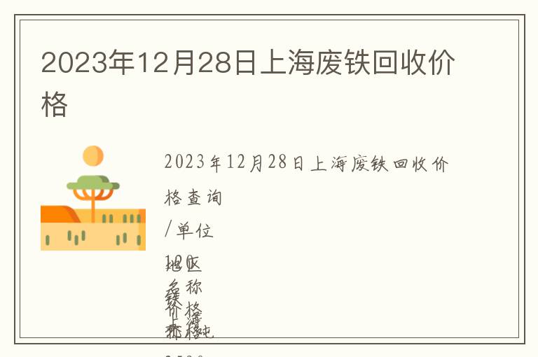 2023年12月28日上海廢鐵回收價格