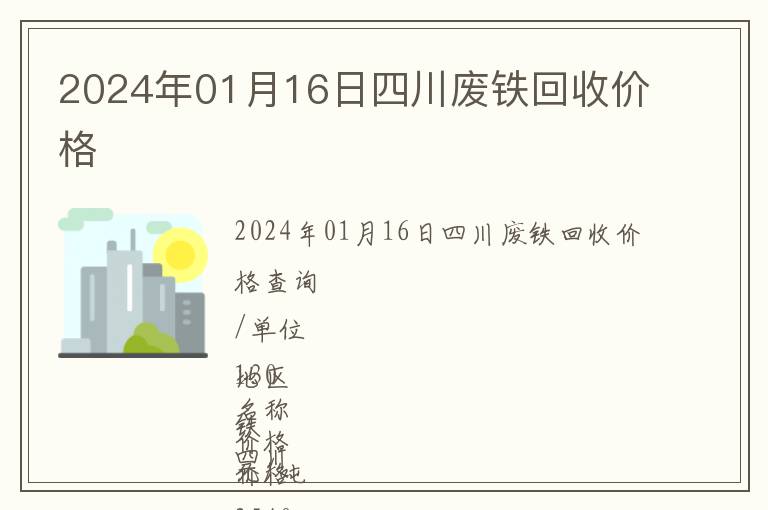 2024年01月16日四川廢鐵回收價(jià)格