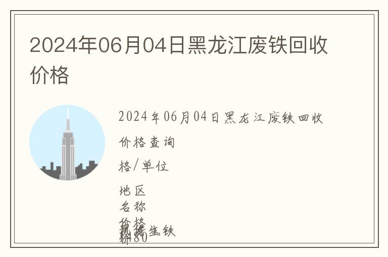 2024年06月04日黑龍江廢鐵回收價格