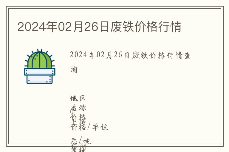 2024年02月26日廢鐵價格行情