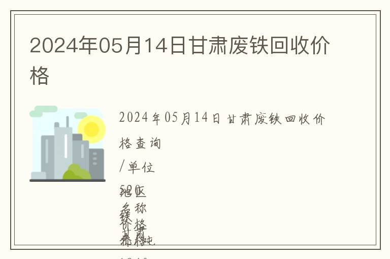 2024年05月14日甘肅廢鐵回收價格