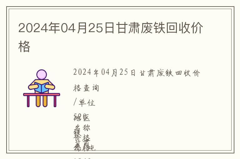 2024年04月25日甘肅廢鐵回收價格