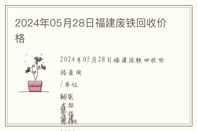 2024年05月28日福建廢鐵回收價(jià)格