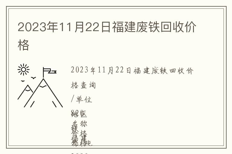 2023年11月22日福建廢鐵回收價格