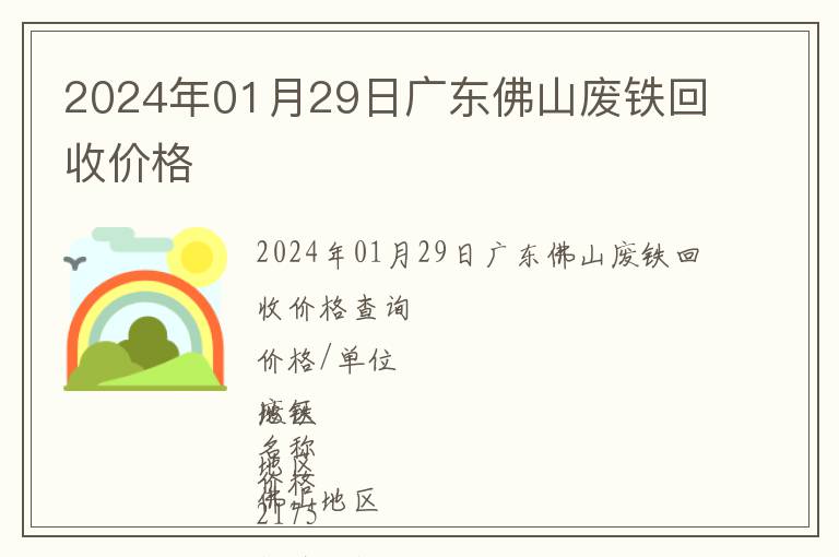 2024年01月29日廣東佛山廢鐵回收價格