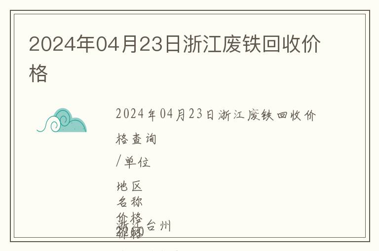 2024年04月23日浙江廢鐵回收價格