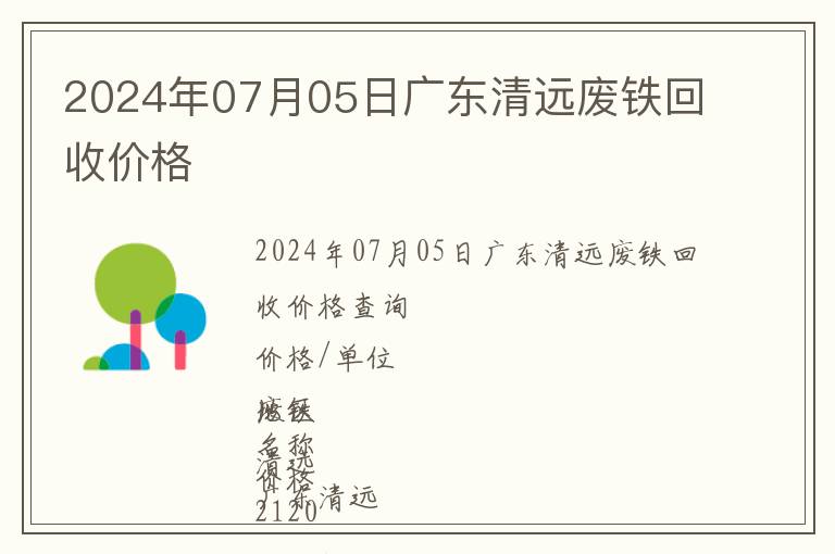 2024年07月05日廣東清遠廢鐵回收價格