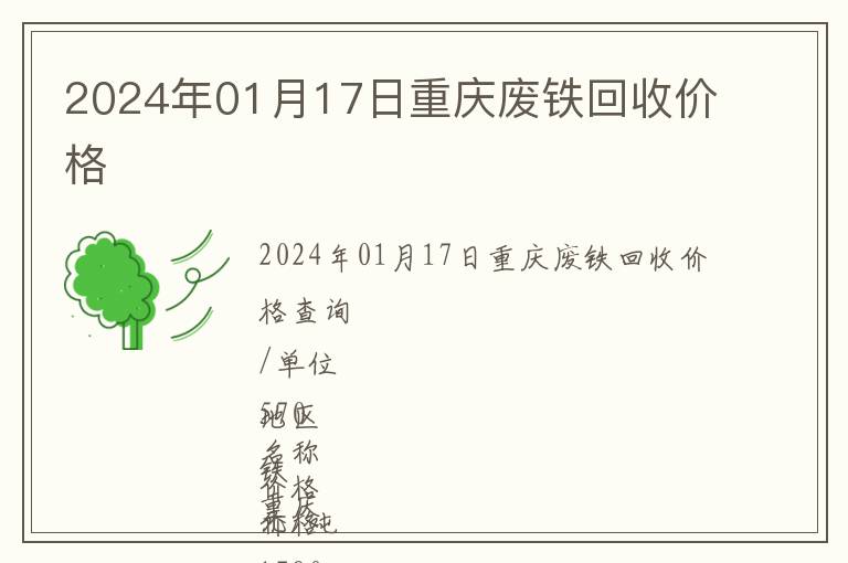 2024年01月17日重慶廢鐵回收價格