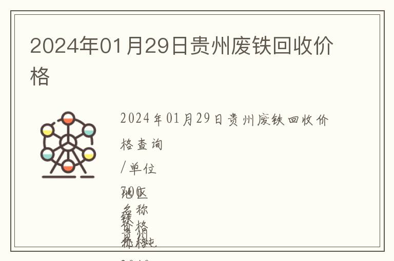 2024年01月29日貴州廢鐵回收價格