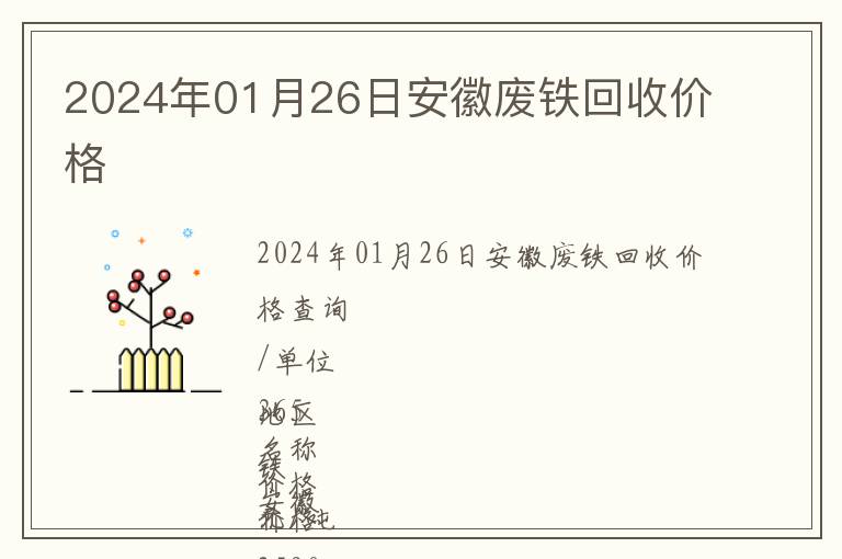 2024年01月26日安徽廢鐵回收價格