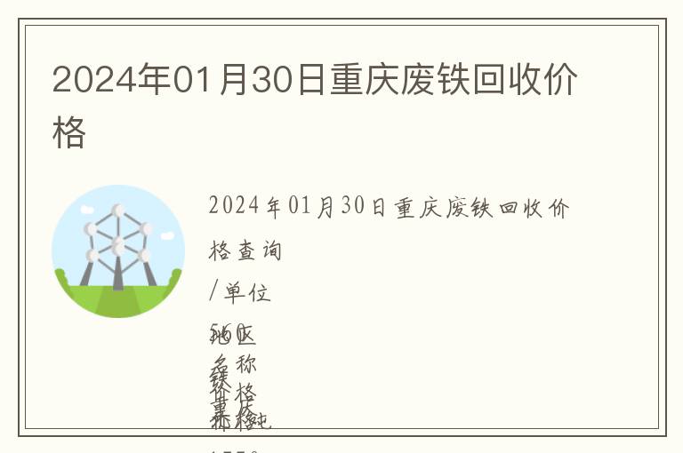 2024年01月30日重慶廢鐵回收價(jià)格