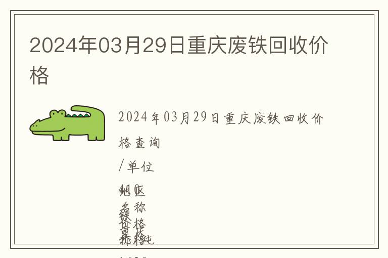 2024年03月29日重慶廢鐵回收價格