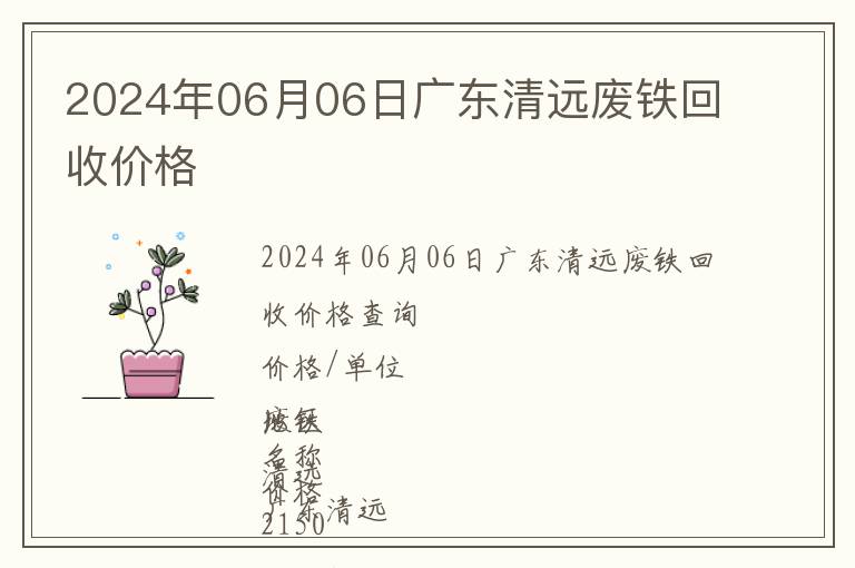 2024年06月06日廣東清遠(yuǎn)廢鐵回收價(jià)格