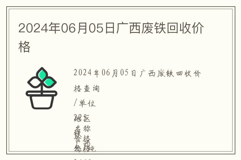 2024年06月05日廣西廢鐵回收價格