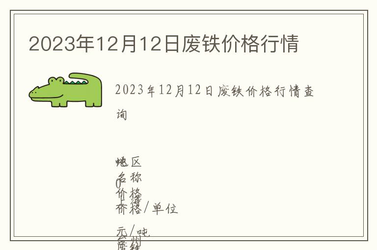 2023年12月12日廢鐵價格行情