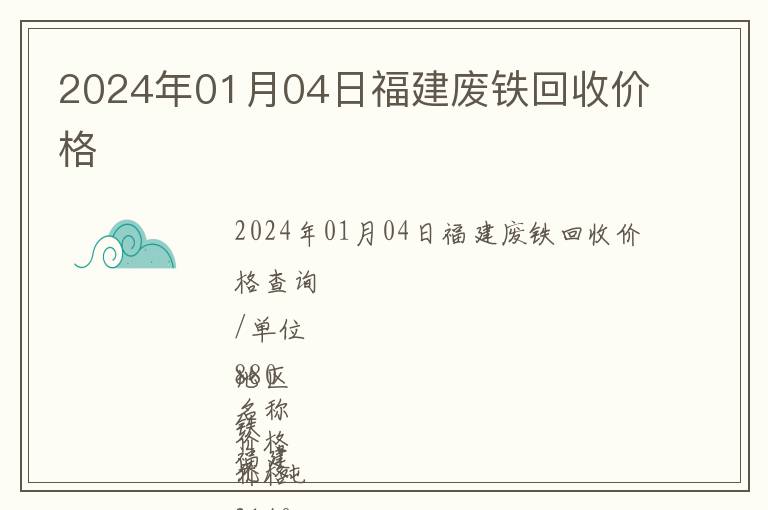 2024年01月04日福建廢鐵回收價格