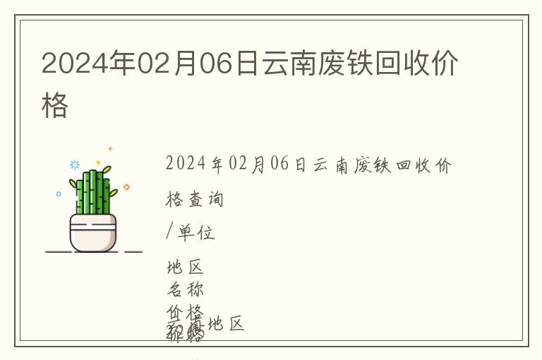 2024年02月06日云南廢鐵回收價格