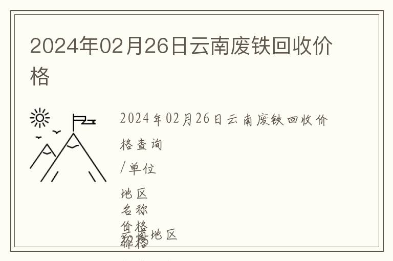 2024年02月26日云南廢鐵回收價格