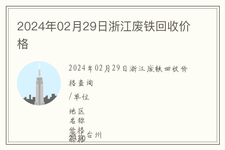 2024年02月29日浙江廢鐵回收價格