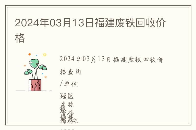 2024年03月13日福建廢鐵回收價格