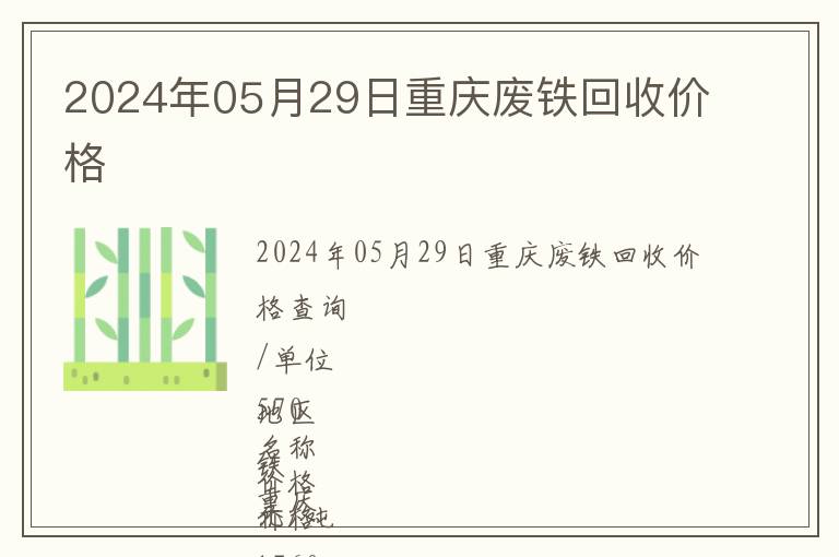 2024年05月29日重慶廢鐵回收價格