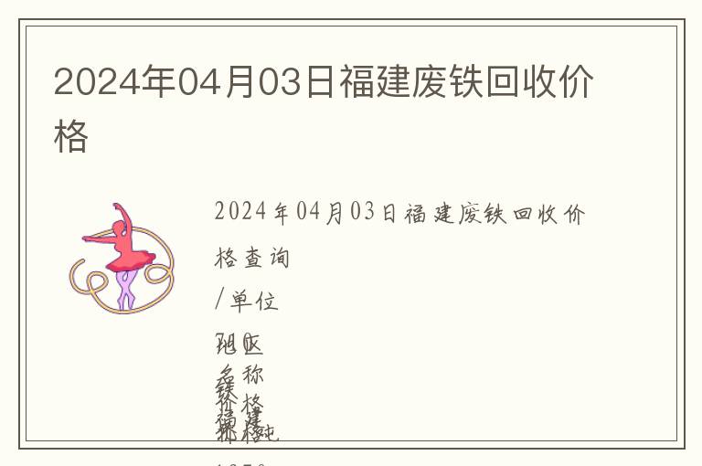 2024年04月03日福建廢鐵回收價格