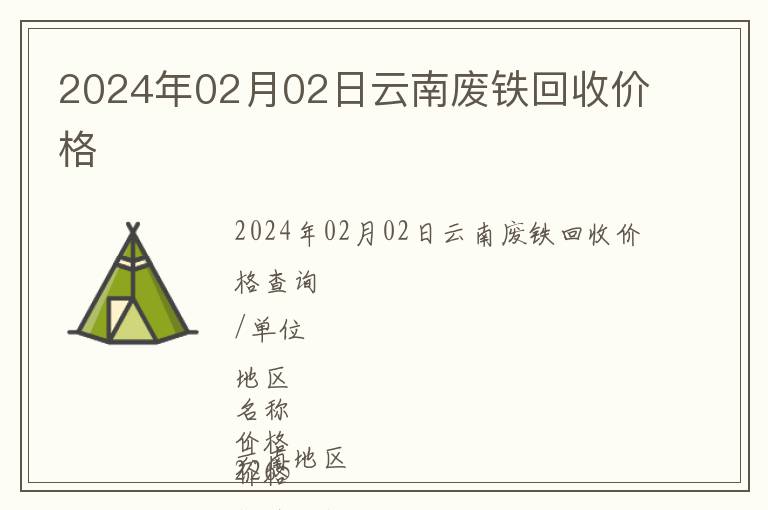 2024年02月02日云南廢鐵回收價格