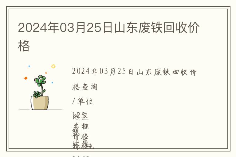 2024年03月25日山東廢鐵回收價格