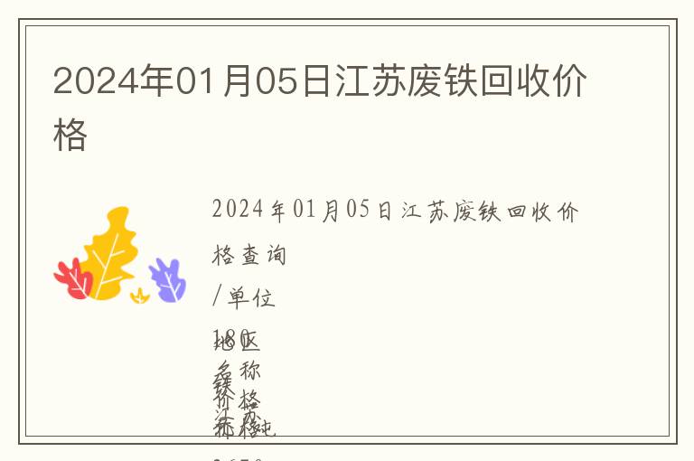 2024年01月05日江蘇廢鐵回收價格