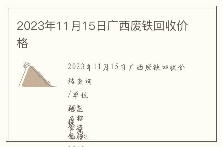 2023年11月15日廣西廢鐵回收價格