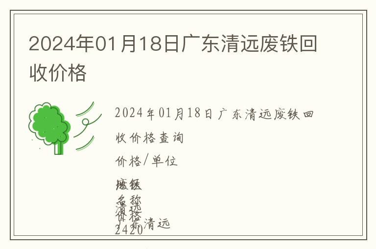 2024年01月18日廣東清遠廢鐵回收價格