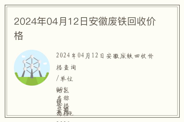 2024年04月12日安徽廢鐵回收價格