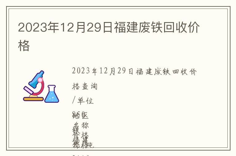 2023年12月29日福建廢鐵回收價格