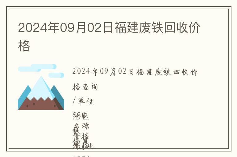 2024年09月02日福建廢鐵回收價格