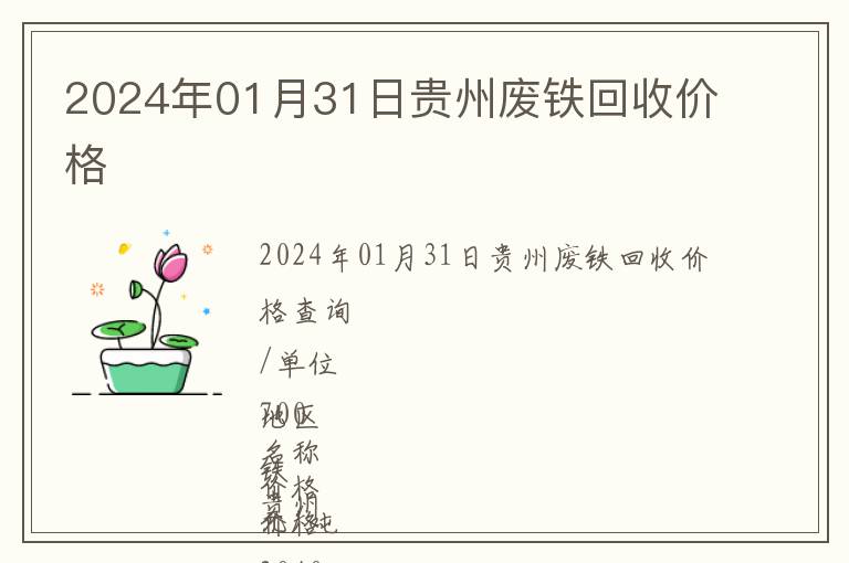 2024年01月31日貴州廢鐵回收價格