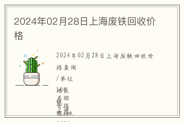 2024年02月28日上海廢鐵回收價格