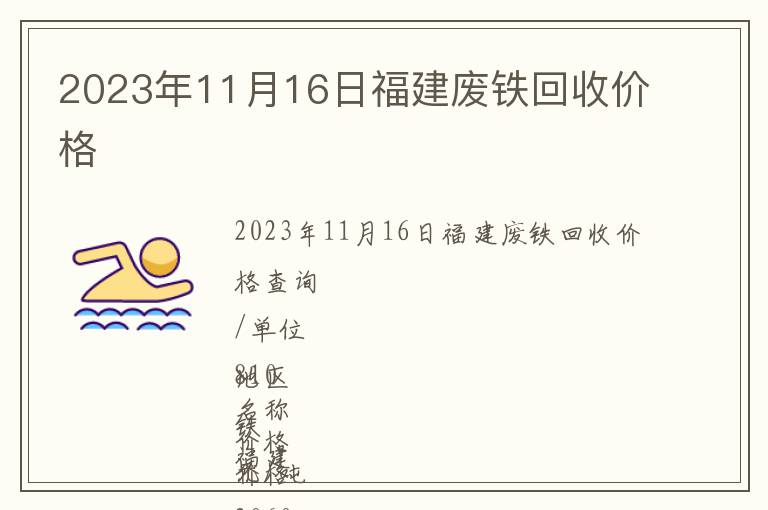 2023年11月16日福建廢鐵回收價格